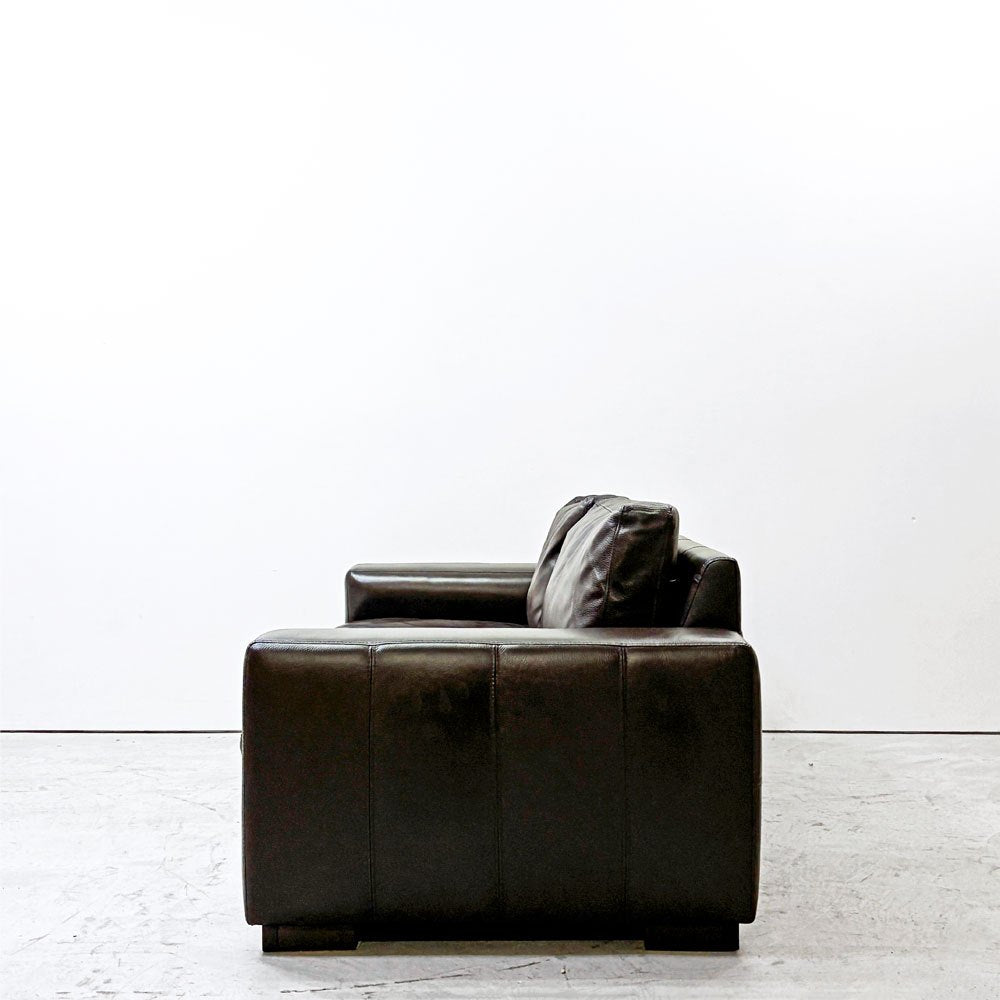 アクタス ACTUS 2人掛けソファ 2P SOFA 本革 ダークブラウン調カラー ワイドアーム シンプルモダン ●