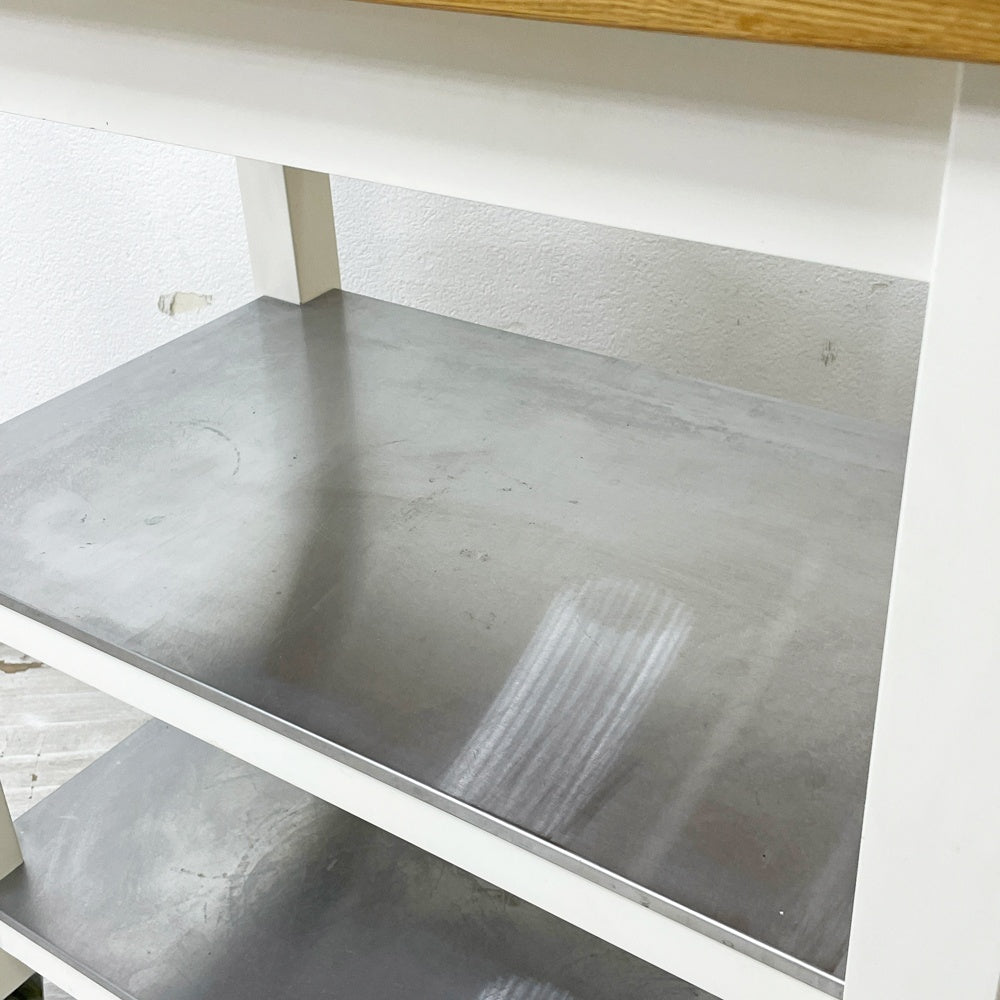 イケア IKEA STENSTORP アイランドキッチン キッチンワゴン カウンター キャスター トローリー 作業台 オーク無垢材 ステンレス棚 ●