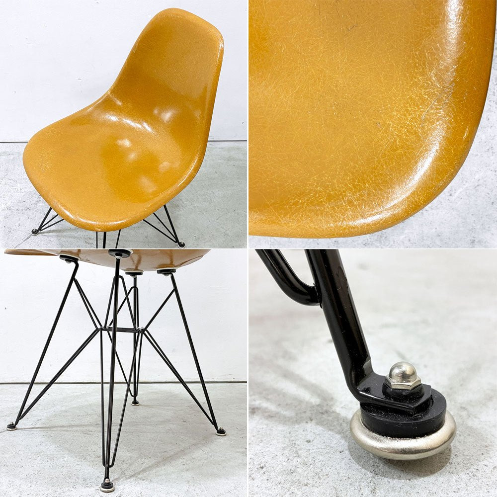 ハーマンミラー Herman Miller サイドシェルチェア セカンド 2nd FRP オークルダーク エッフェルベース C&R イームズ ビンテージ ミッドセンチュリー  ●