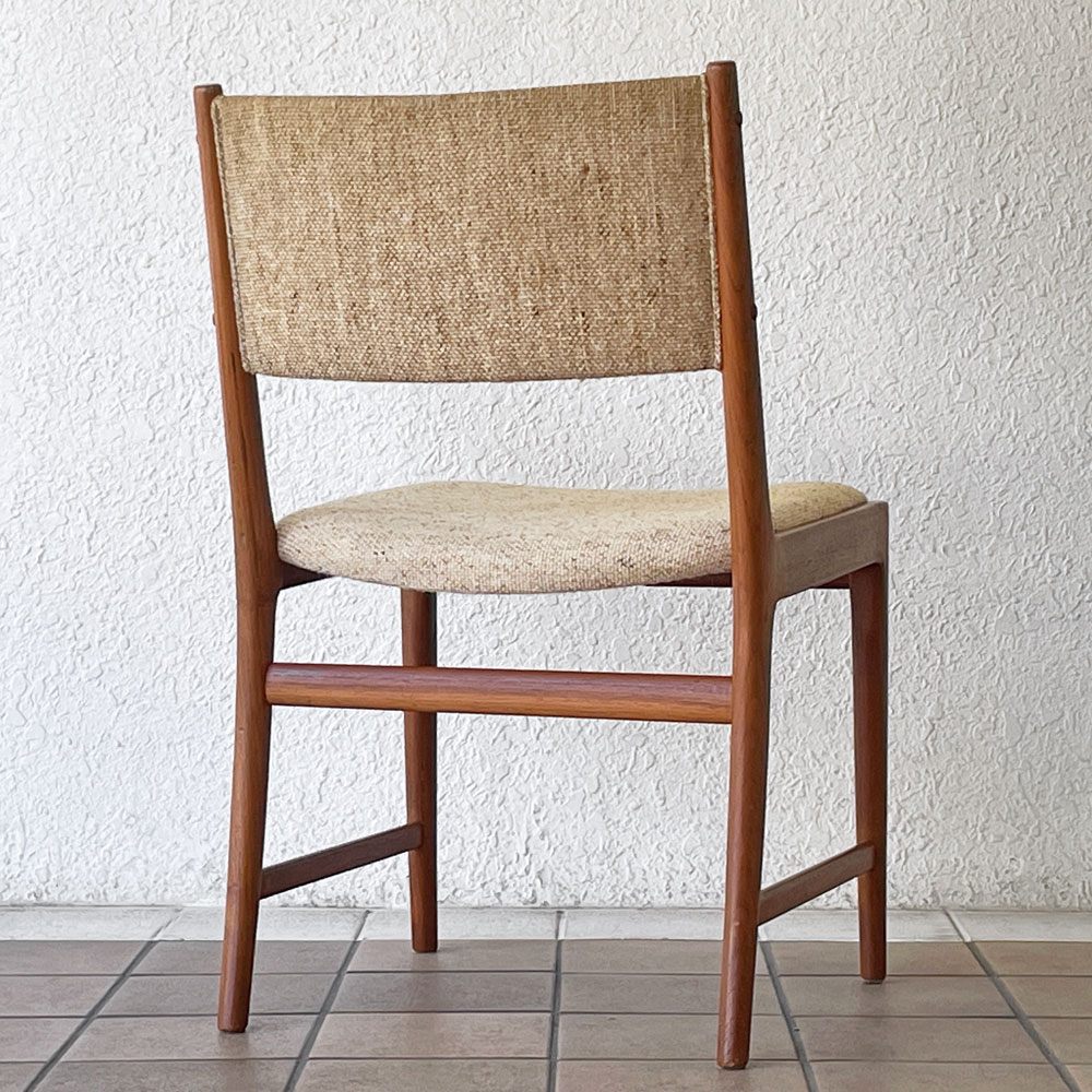 北欧ビンテージ Vintage チーク無垢材 ダイニングチェア ファブリック ベージュ系 ミッドセンチュリー A ◇