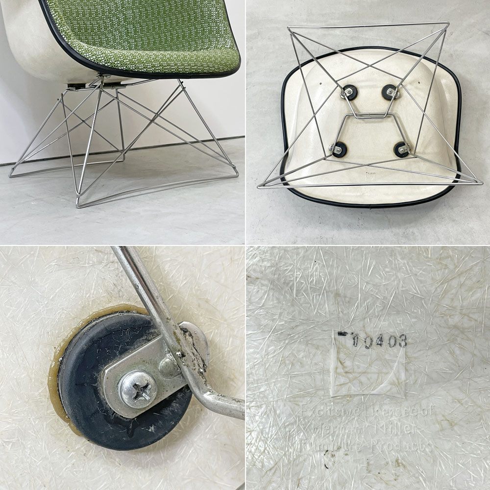 ハーマンミラー Herman Miller アームシェルチェア セカンド 2nd アプホルスター ファブリック グリーン系 キャッツクレイドル イームズ 新品張替済 C&R イームズ ミッドセンチュリー ●