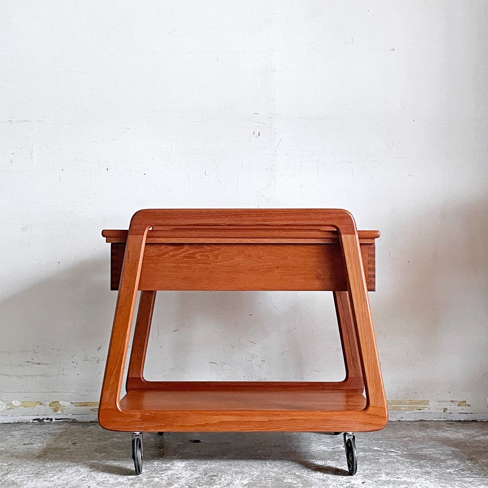 シカモブラー Sika Mobler ビンテージ vintage ソーイングワゴン トロリー キャスター付き チーク材 デンマーク 北欧家具 ■
