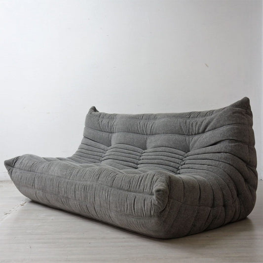 リーンロゼ ligne roset トーゴ TOGO 3シーターソファ ファブリック グレー ミッシェル・デュカロワ Michel Ducaroy フランス家具 ●