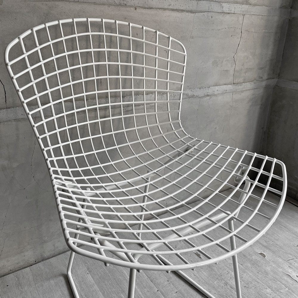 ノル Knoll 420 サイドチェア ワイヤーチェア ダイニングチェア ホワイト × グレー ファブリック フルカバー仕様 ハリー・ベルトイア ミッドセンチュリー ビンテージ ♪