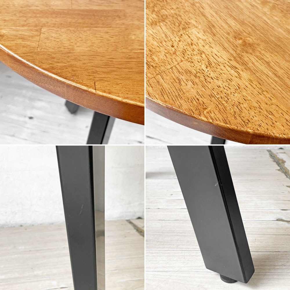 かなでもの KANADEMONO ザ・カフェテーブル THE CAFE TABLE Black Steel 3pin ラウンド ラバーウッド天板 スチール Φ60cm ★