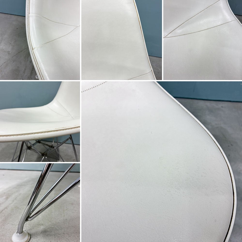 ハーマンミラー Herman Miller サイドシェルチェア サード 3rd FRP PVCレザー パーチメント ロータイプ エッフェルベース イームズ ビンテージ vintage ◎