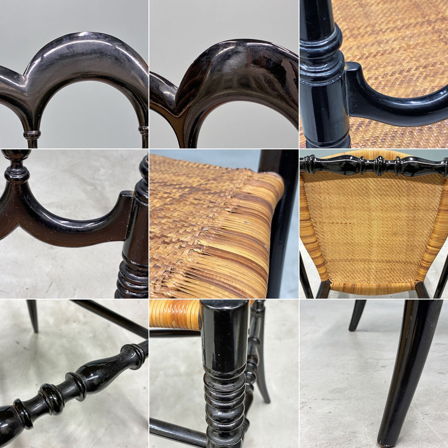 フラテッリ・レヴァッジ Fratelli Levaggi キアヴァリチェア CHIAVARI chair トレ・アルキ ラタンシート ブラック イタリア ◎
