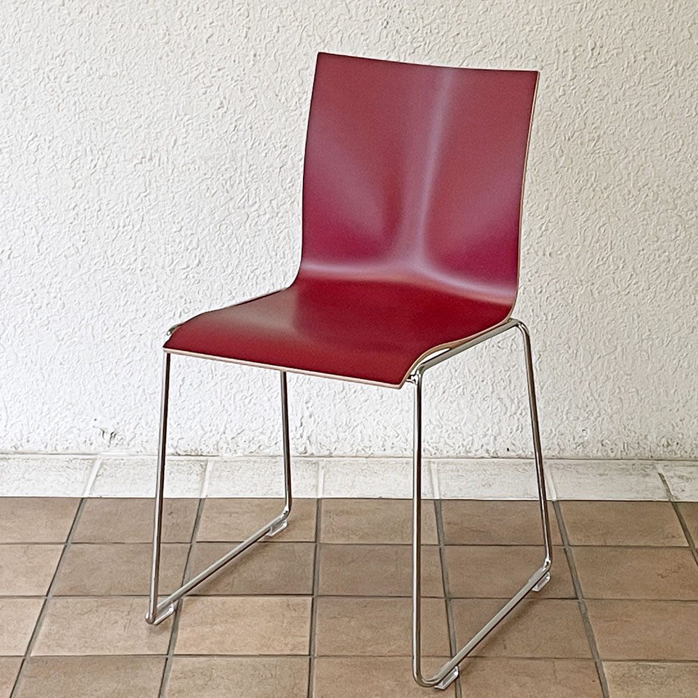 エンゲルブレヒト Engelbrechts チャリック CHAIRIK 107 ダイニングチェア スタッキング そり足 ボルドー 未使用品 デンマーク B ◇
