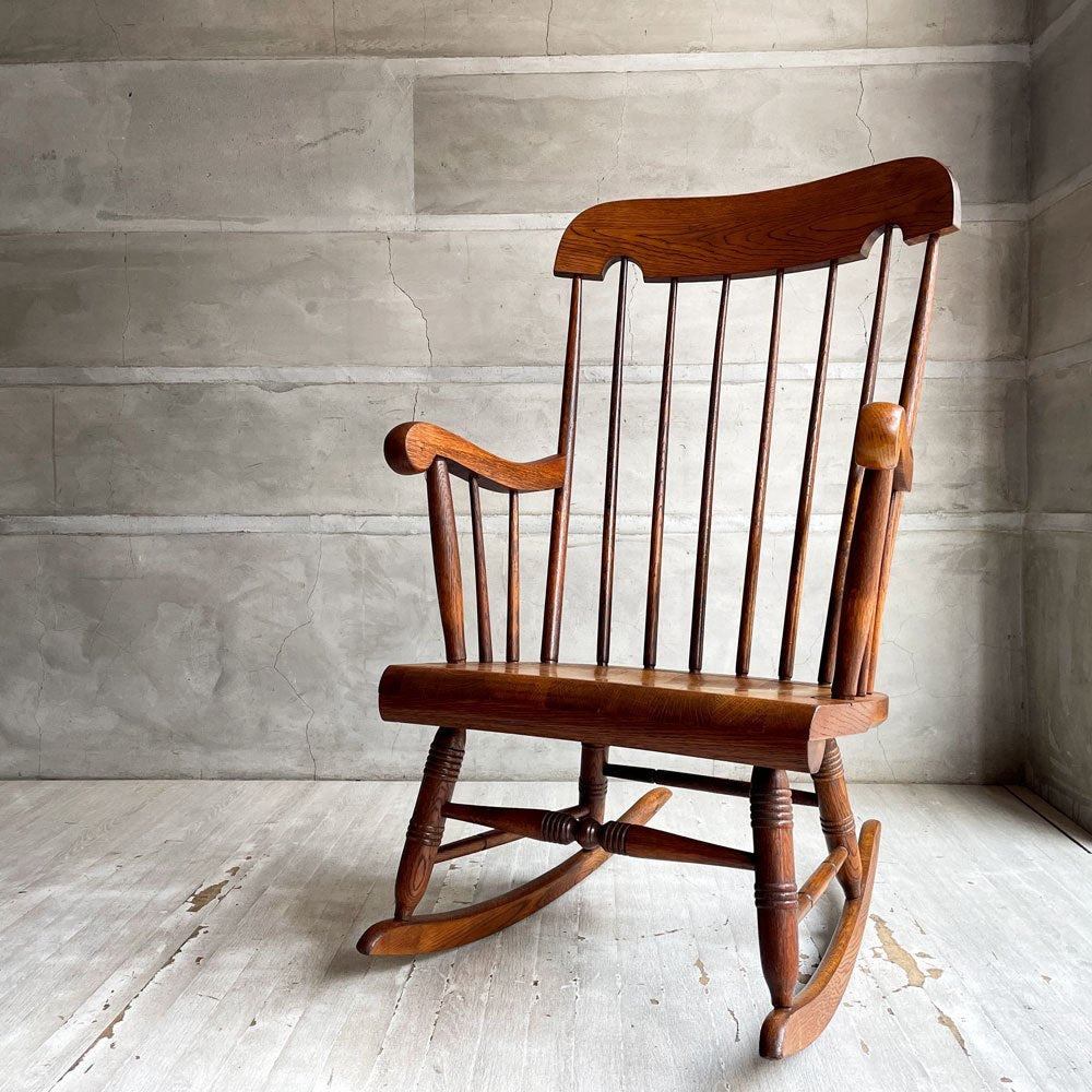 飛騨産業 HIDA キツツキ 穂高シリーズ ロッキングチェア ラウンジチェア C63 オーク無垢材 コロニアル ブラウン 定価￥91,300- ♪