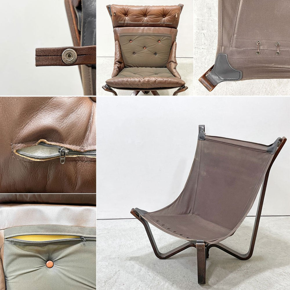 BRUNSTAD MOBELFABRIKK ブルンスタッドモーベルファブリック バイキングチェア Jim Myrstad ジム・ミュルスタッド ラウンジチェア 1Pソファ 本革 ビンテージ ノルウェー ●