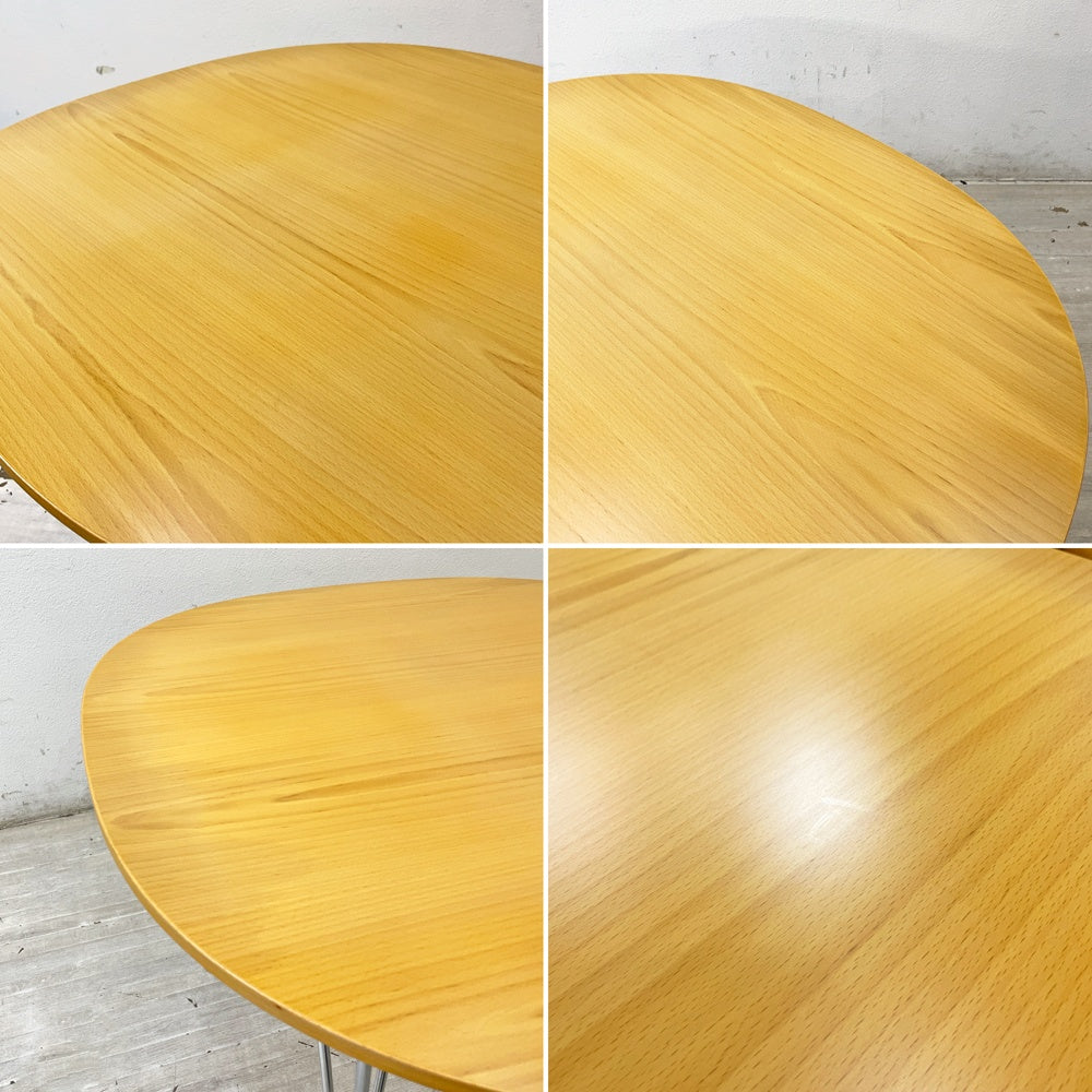 フリッツハンセン Fritz Hansen Bテーブル スーパー円テーブル ダイニングテーブル ビーチ材 ピート・ハイン ブルーノ・マットソン アルネ・ヤコブセン デンマーク 北欧家具 廃番希少 ●