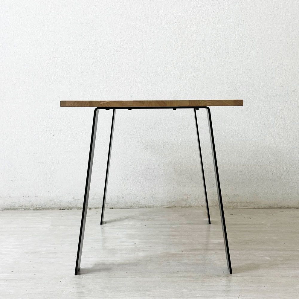 かなでもの KANADEMONO ザ・テーブル THE TABLE ダイニングテーブル デスク ラバーウッド無垢集成材 スチール W100cm ナチュラル インダストリアル ●