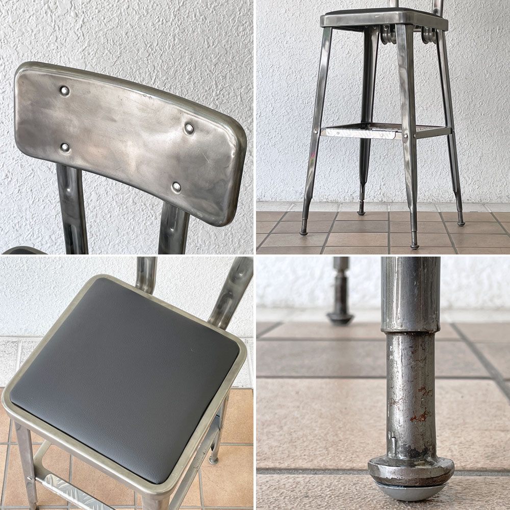 ダルトン DULTON スタンダードバーチェア Standard bar chair RAW スチール×ビニールレザー USビンテージスタイル 定価34,100円 A ◇