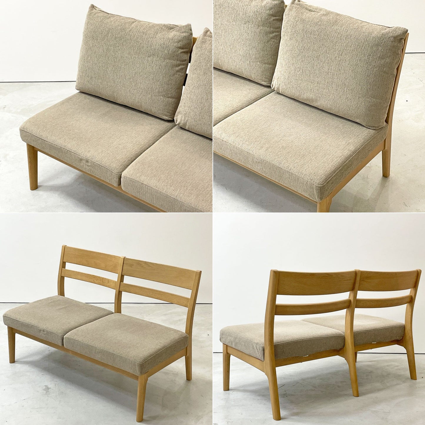 浜本工芸 L-6500 リビングチェア 2Pソファ ナラ材 ファブリックシート カバーリング W116cm 国産家具 ●