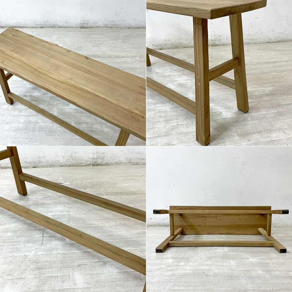 ザラホーム ZARA HOME ベンチ スツール ニレ材 木製 W91cm ナチュラル スペイン ●