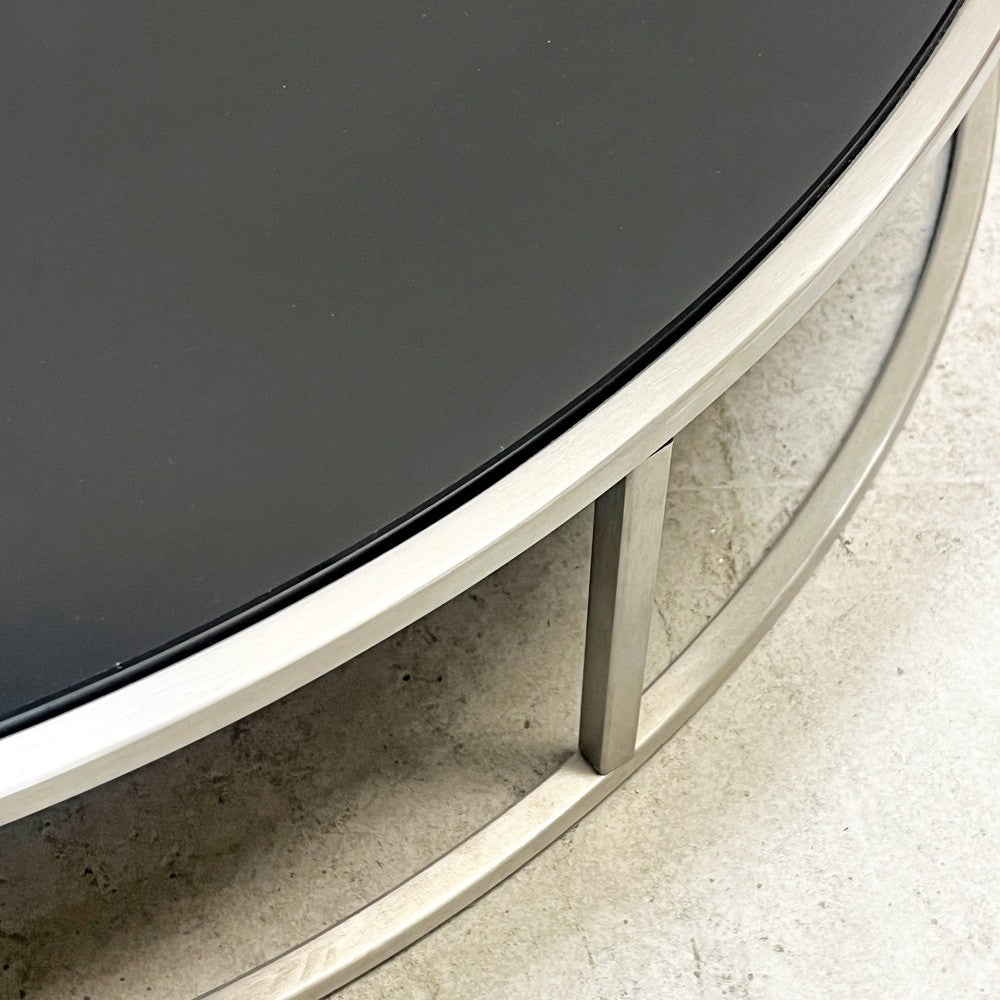 カッシーナ Cassina イル ILE センターテーブル ローテーブル ラウンド ブラック ガラス天板 Φ92cm ピエロ・リッソーニ Piero Lissoni モダン ●