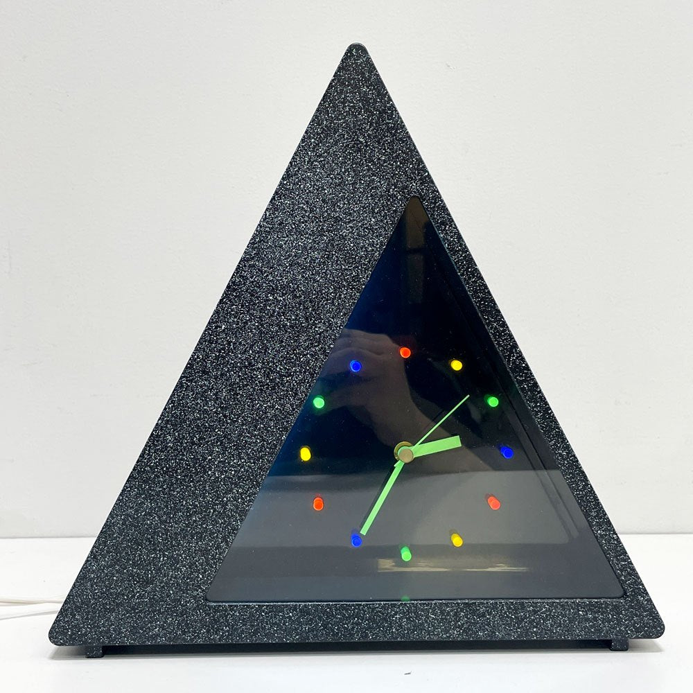 ニューネオンクロック New Neon Clock トライアングル ブラックライト クロック 80's ビンテージ ポストモダン 置時計 美品 ●