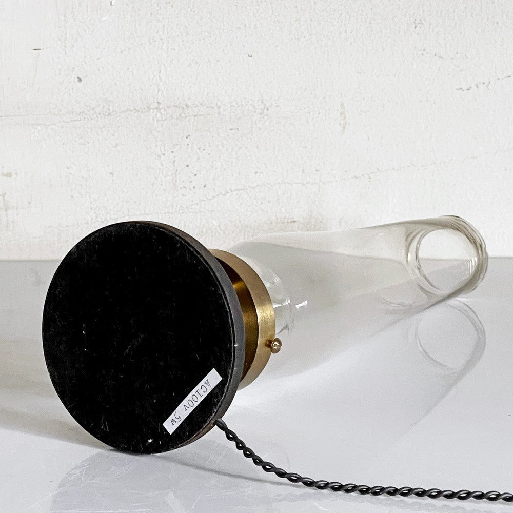 vickey'72 ワイヤードランタン wired lantern 02 テーブルランプ ランタン 照明 ビンテージガラスホヤ 真鍮 木材 H24.5cm 中嶋和也 現代作家 ■