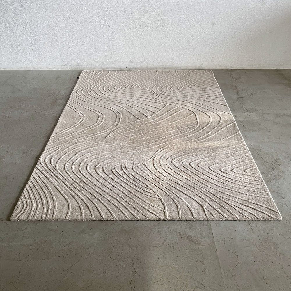 ボーコンセプト BoConcept リッジ Ridge ラグ 約200×300cm ウール100% カーペット 17.7万円 敷物 デンマーク 北欧デザイン 砂紋  和モダン 枯山水 ナチュラル 〓