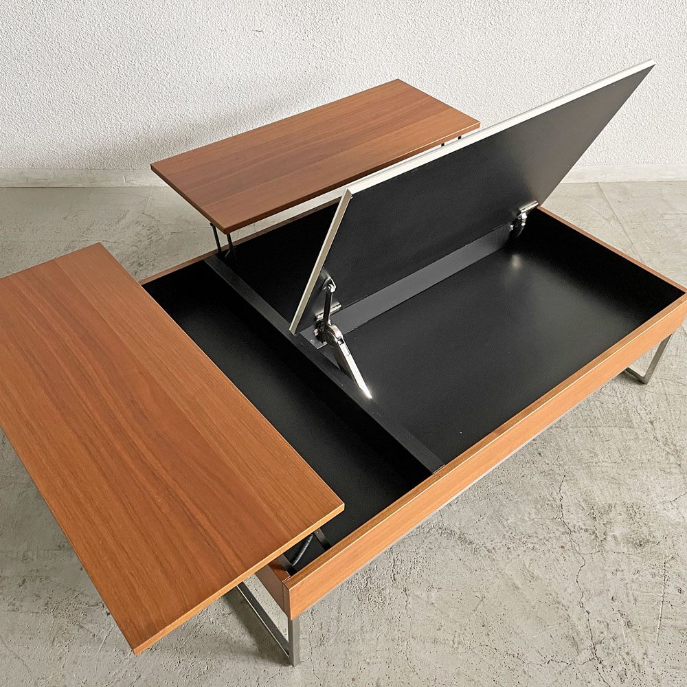 ボーコンセプト BoConcept シヴァ Chiva コーヒーテーブル ガラス×ウォールナット 天板リフトアップ 収納スペース付 W113.5cm 廃番モデル 〓