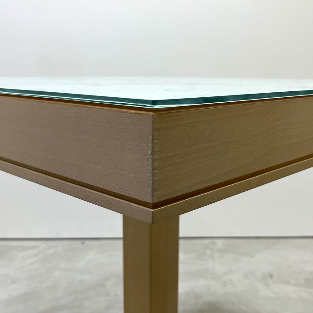 カリガリス Calligaris カフェテーブル ビーチ材 取外し可ガラストップ付き ナチュラル 大理石調 イタリア ●