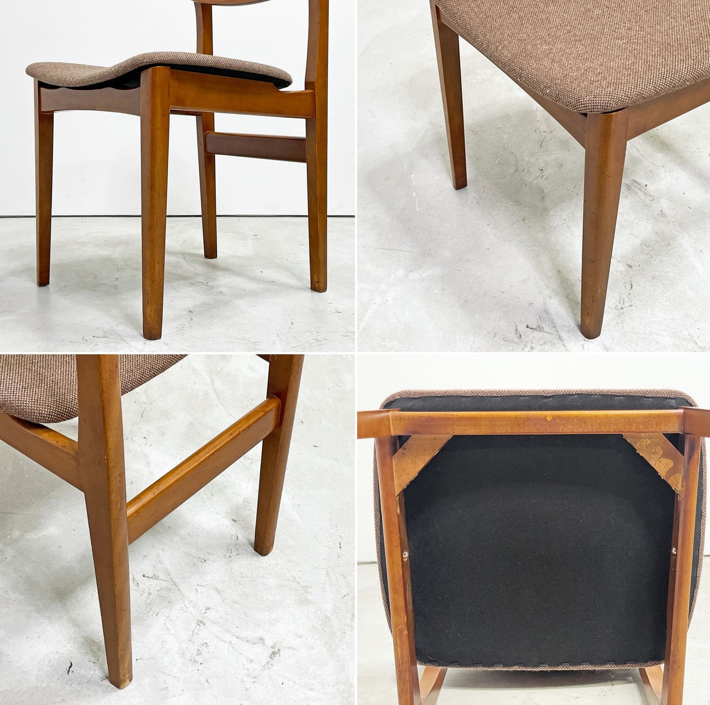 UKビンテージ UK Vintage ダイニングチェア サイドチェア チーク材 プライウッド ベージュ ファブリック 英国家具 北欧デザイン B ●