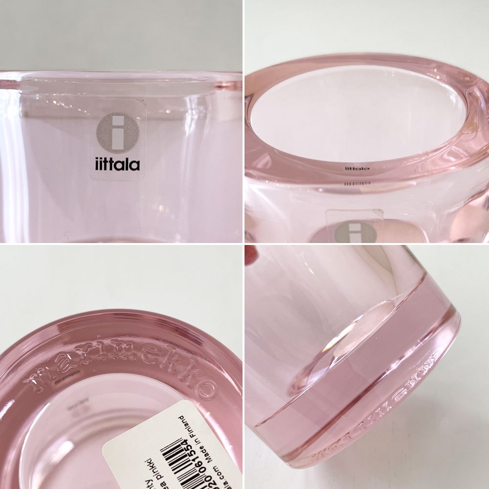 イッタラ iittala マリメッコ marimekko キビ kivi キャンドルホルダー ペールピンク 60mm 箱付 ヘイッキ・オルヴォラ フィンランド 廃番カラー ◎