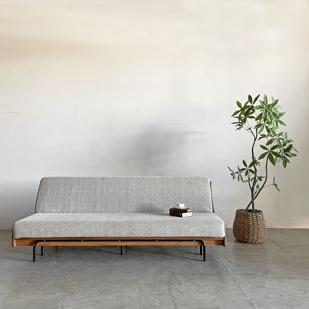 ジャーナルスタンダード  j.s.F ハビタ HABITAT SOFA BED ソファベッド デイベッド 3人掛けソファ W200cm オーク材 ファブリック ベージュ 定価￥231,000- 〓