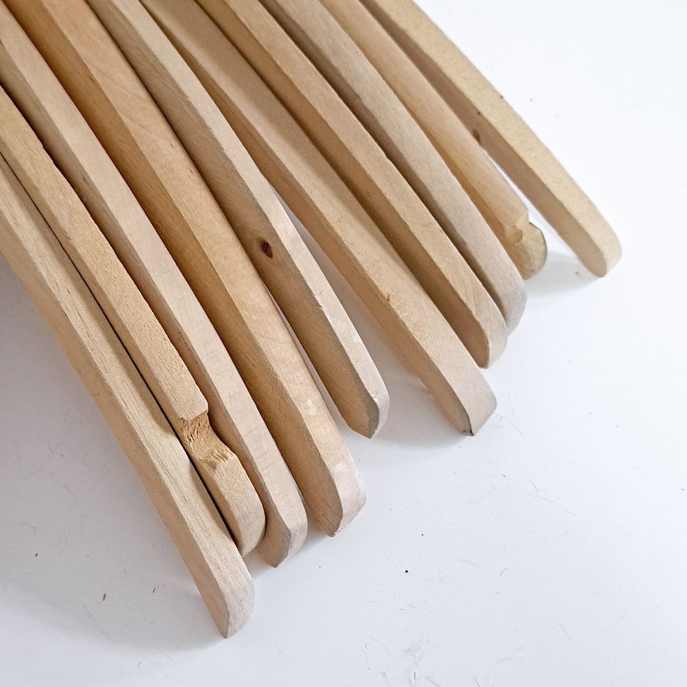 北欧ビンテージ Scandinabian Vintage 木製ハンガー 10本セット 1950〜70年代 木味 レトロ 古道具 B ●