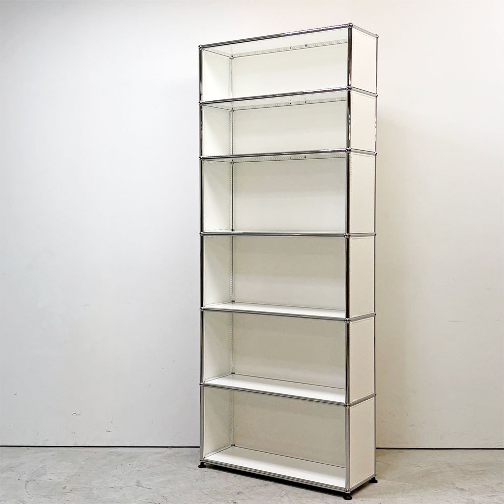 ユーエスエムハラー USM Haller モジュラーファニチャー ハラーシステム キャビネット オープンシェルフ 本棚 飾り棚 1列6段 ピュアホワイト スイス ●