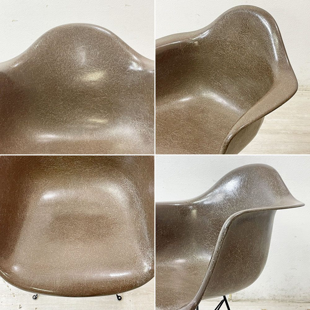 ハーマンミラー Herman Miller 2ndビンテージ アームシェルチェア FRP製 1stタイプ エッフェルベース シールブラウン C&R イームズ ミッドセンチュリー ●