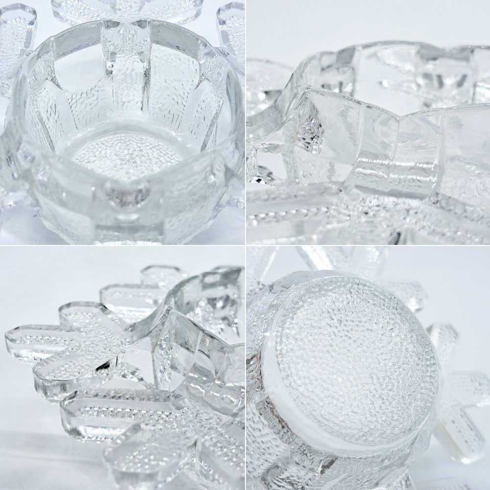 イッタラ iittala スノークリスタル キャンドルホルダー オブジェ 小物入れ W14.5cm ヴァルト・コッコ 1980s フィンランド 北欧ビンテージ ●