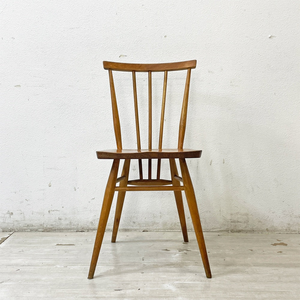 アーコール Ercol スティックバックチェア ダイニングチェア エルム材 UKビンテージ Vintage オイルフィニッシュ 英国家具 ●
