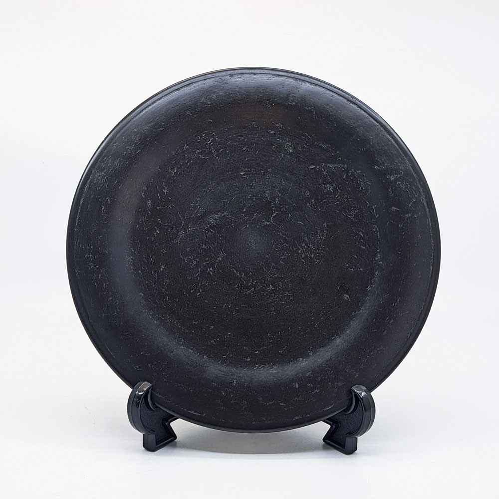 杉田明彦 リム皿 小 木製プレート Φ22cm 欅 漆器 黒 現代作家 A ●