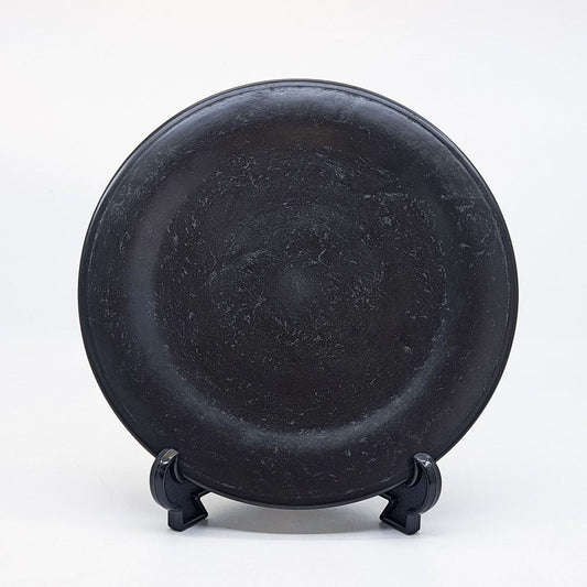 杉田明彦 リム皿 小 木製プレート Φ22cm 欅 漆器 黒 現代作家 A ●