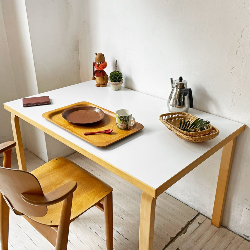 アルテック artek テーブル 81B TABLE 81B ダイニングテーブル デスク アルヴァ・アアルト ホワイトラミネート 北欧 フィンランド 定価195,800円 ★