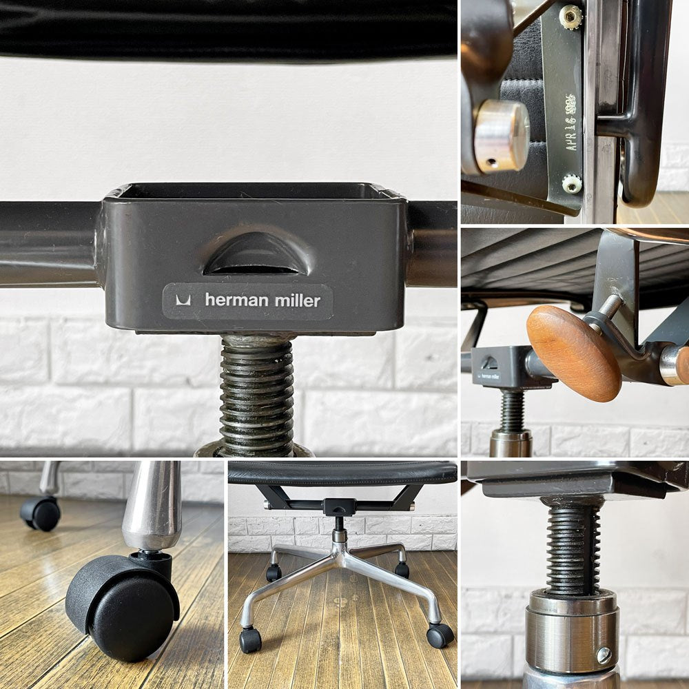 ハーマンミラー Herman Miller アルミナムグループ マネジメントチェア デスクチェア 本革 4本脚 アームチェア キャスター イームズ ビンテージ ◎