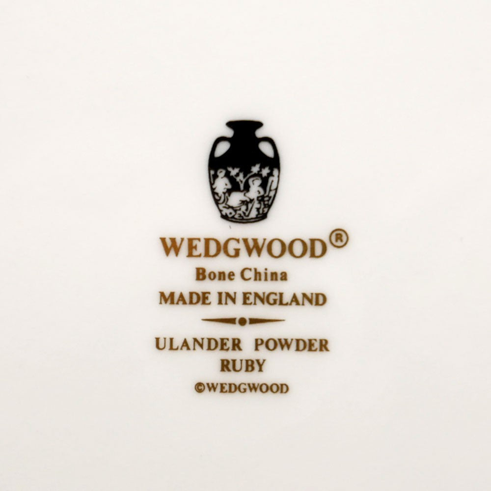 ウェッジウッド WEDGWOOD ユーランダーパウダー Wedgwood Ulander powder プレート φ20.5cm ルビー 金彩 壺ロゴ 英国 廃番 ●