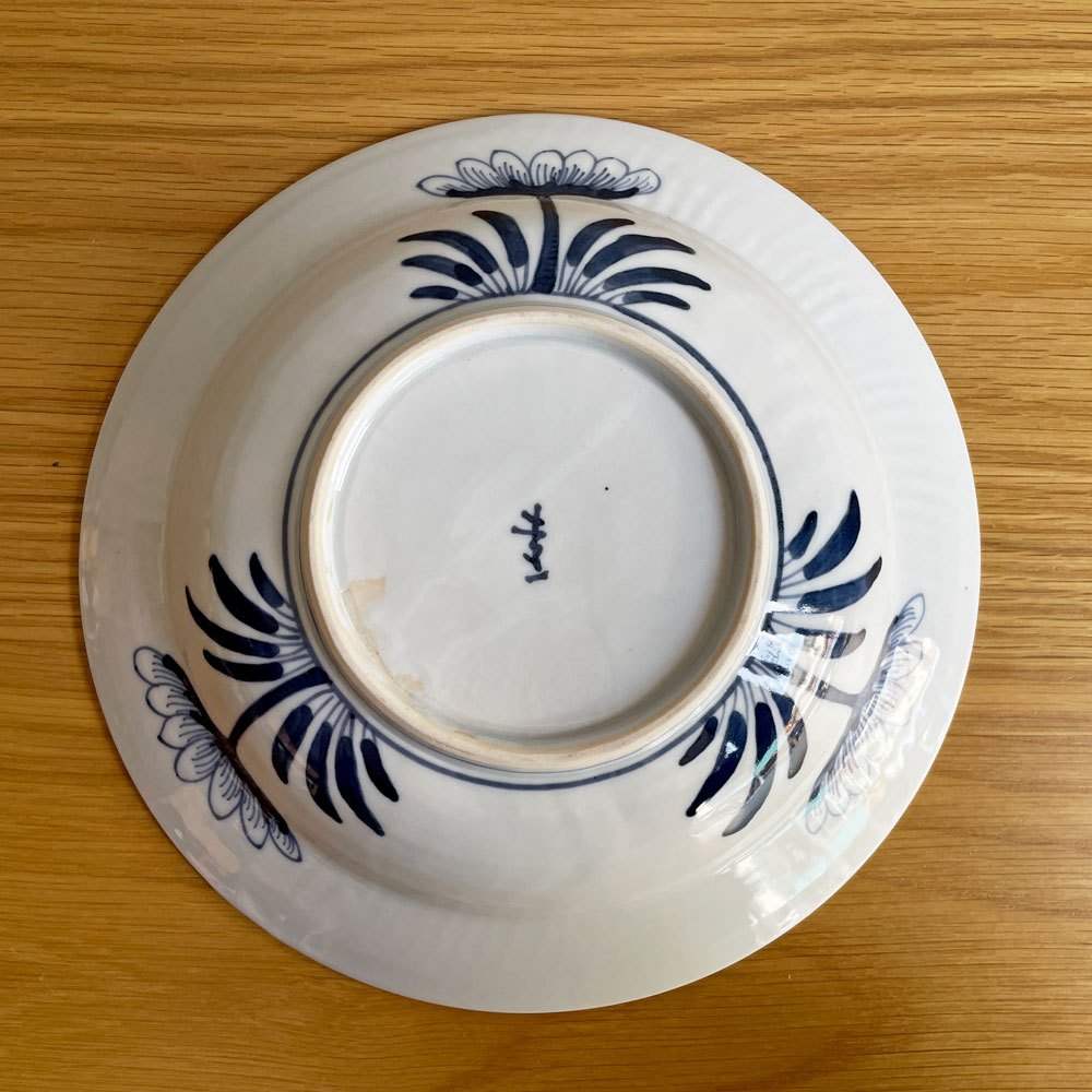 坂場圭十 色絵花柄 大鉢 直径約23.5cm 磁器 白磁 牡丹絵 現代作家 ♪