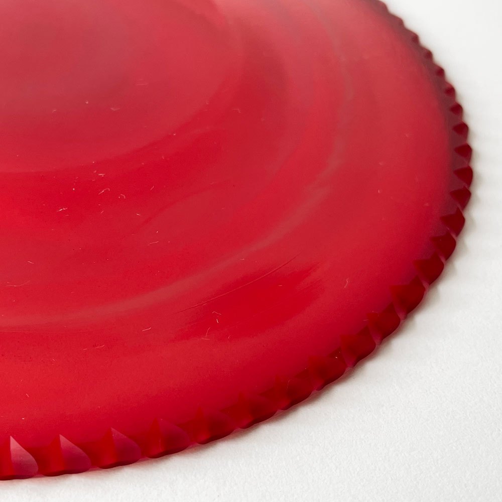 【29E】辻和美 Kazumi Tsuji レッド red ガラスプレート Φ15.5cm 個展作品 2016年 ファクトリーズーマー factory zoomer 現代作家 ◎