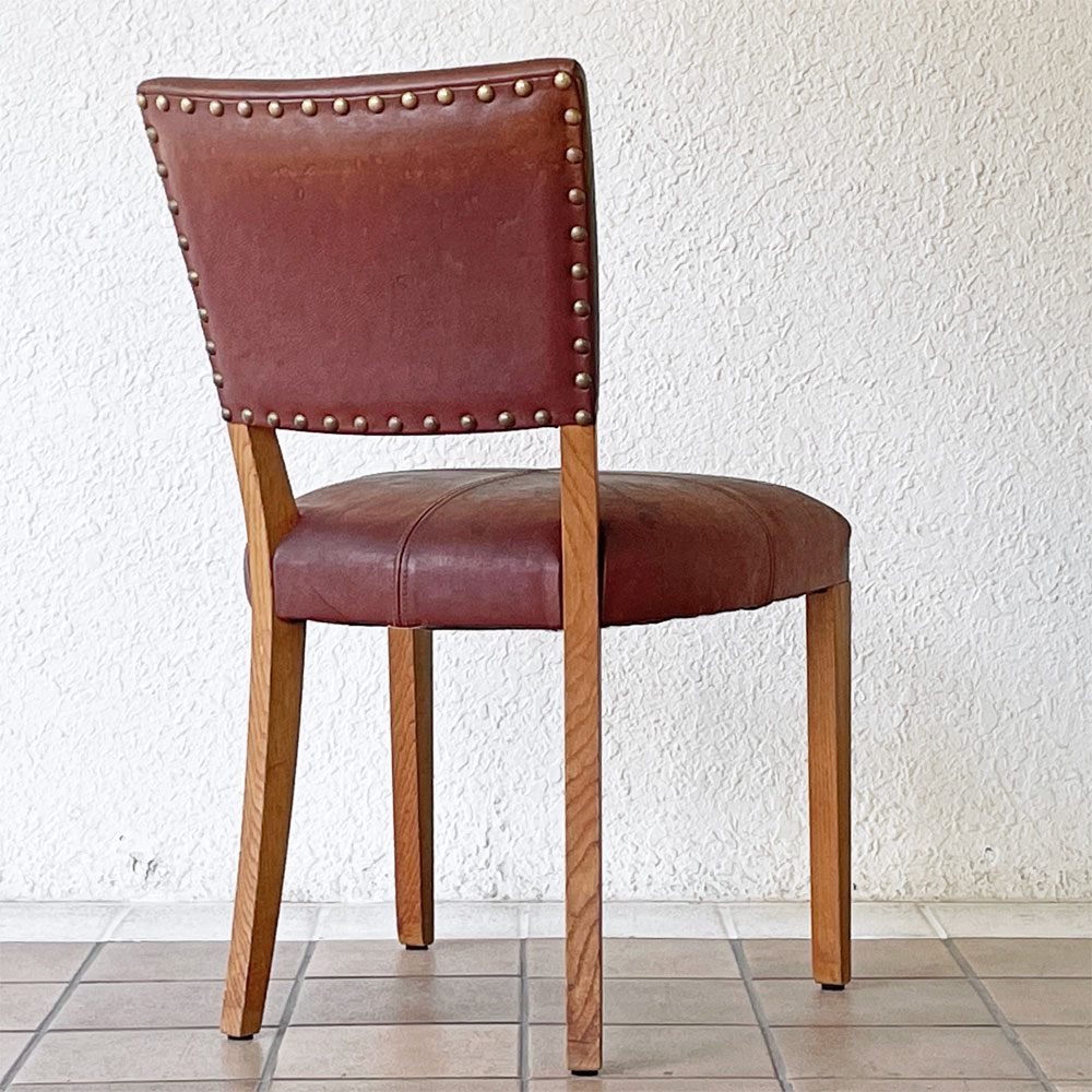 トラックファニチャー TRUCK FURNITURE エスアールチェア SR CHAIR ダイニングチェア ナラ無垢材 本革 ビンテージスタイル B ◇