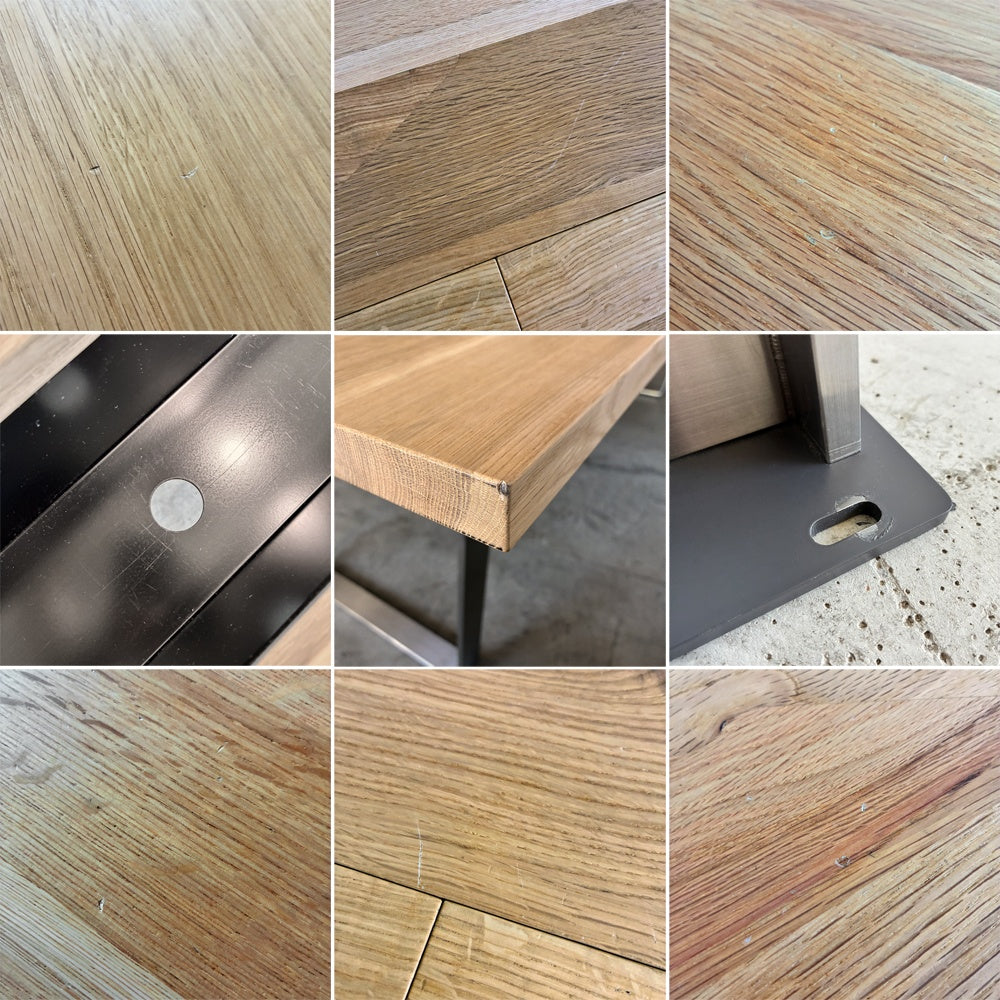 カンディハウス CONDE HOUSE スレッド ダイニング ソリッド テーブル SLED Dining Solid Table 稀少 ステンレス脚 無垢楢材天板 オーク W230×D100cm デスク 参考価格合計￥733,700以上 状態良好 〓