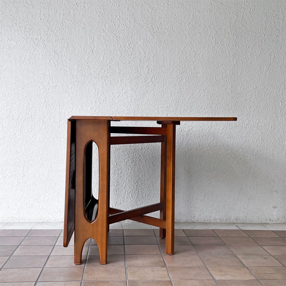 ジェンティーク Jentique ゲートレッグ テーブル gate leg table チーク材 スクエア クロスレッグ バタフライテーブル UKビンテージ 英国家具 ◇