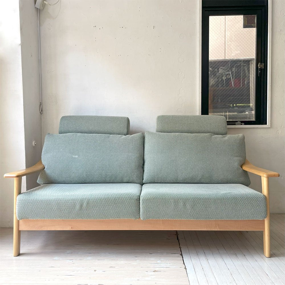 イバタインテリア Ibata interior メープルリッチ Maple Rich 3シーターソファ W178cm ヘッドレスト×2 飛騨家具 参考定価約43万円 ★