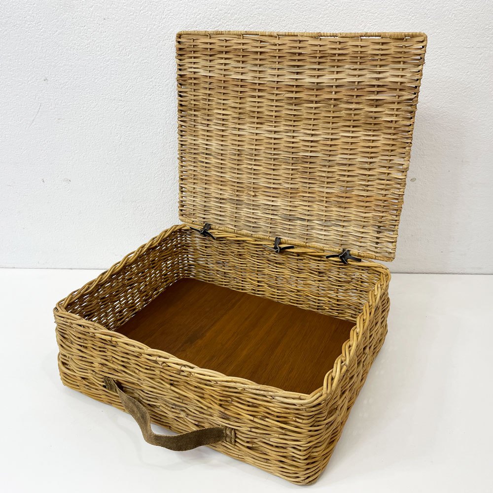 トラックファニチャー TRUCK FURNITURE RT バスケット RT BASKET RTB-4 フタ付き ラタン 布持ち手 底板 定価26,400円 ●