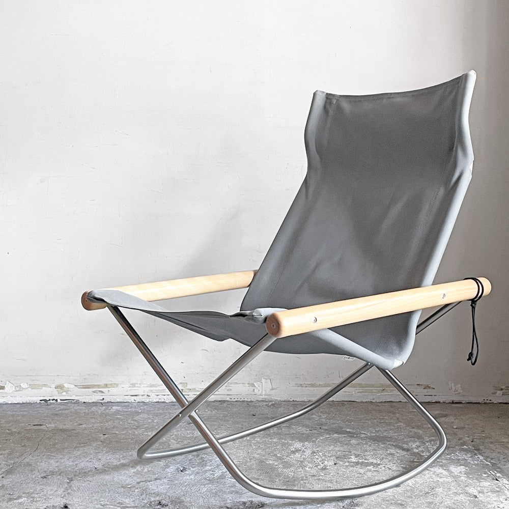 ニーチェアX  NY chair X フォールディングチェア ロッキング 折り畳み ナチュラル×グレー  MoMA 藤栄 新居 猛 ■