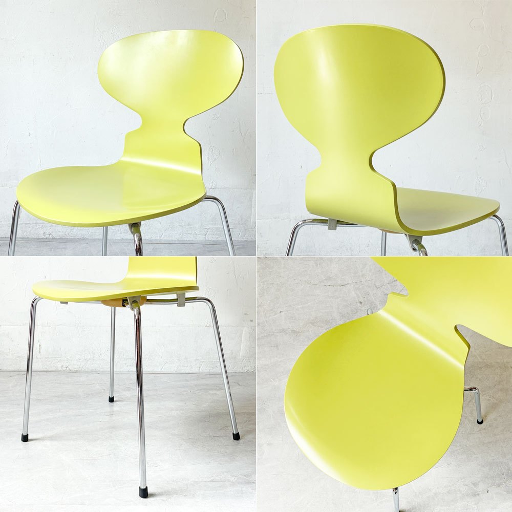フリッツハンセン Fritz Hansen 3101 アントチェア ANT CHAIR 4本脚 ライム 廃番カラー ラッカー仕上げ 2000年製 アルネ・ヤコブセン デンマーク 北欧家具 ★