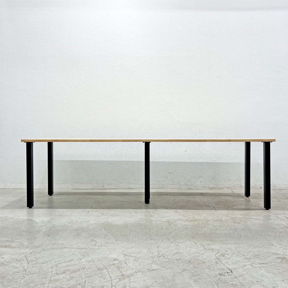 かなでもの KANADEMONO ザ・テーブル THE TABLE デスク ラバーウッド無垢材 W250xD70cm スチール スクエアバーレッグ ブラック 〓