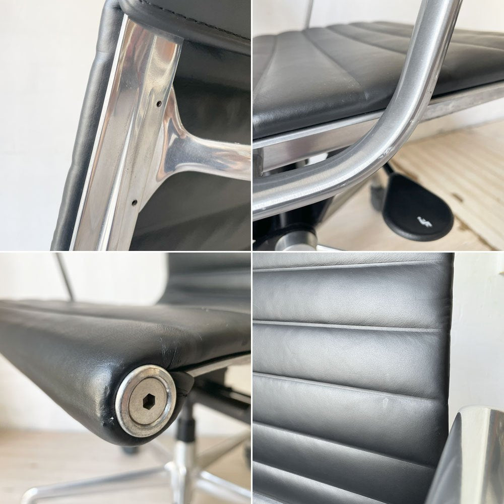 ハーマンミラー Herman Miller アルミナムグループ マネジメントチェア 本革 5本脚 C&Rイームズ ミッドセンチュリー ガス圧昇降 リクライニング ★