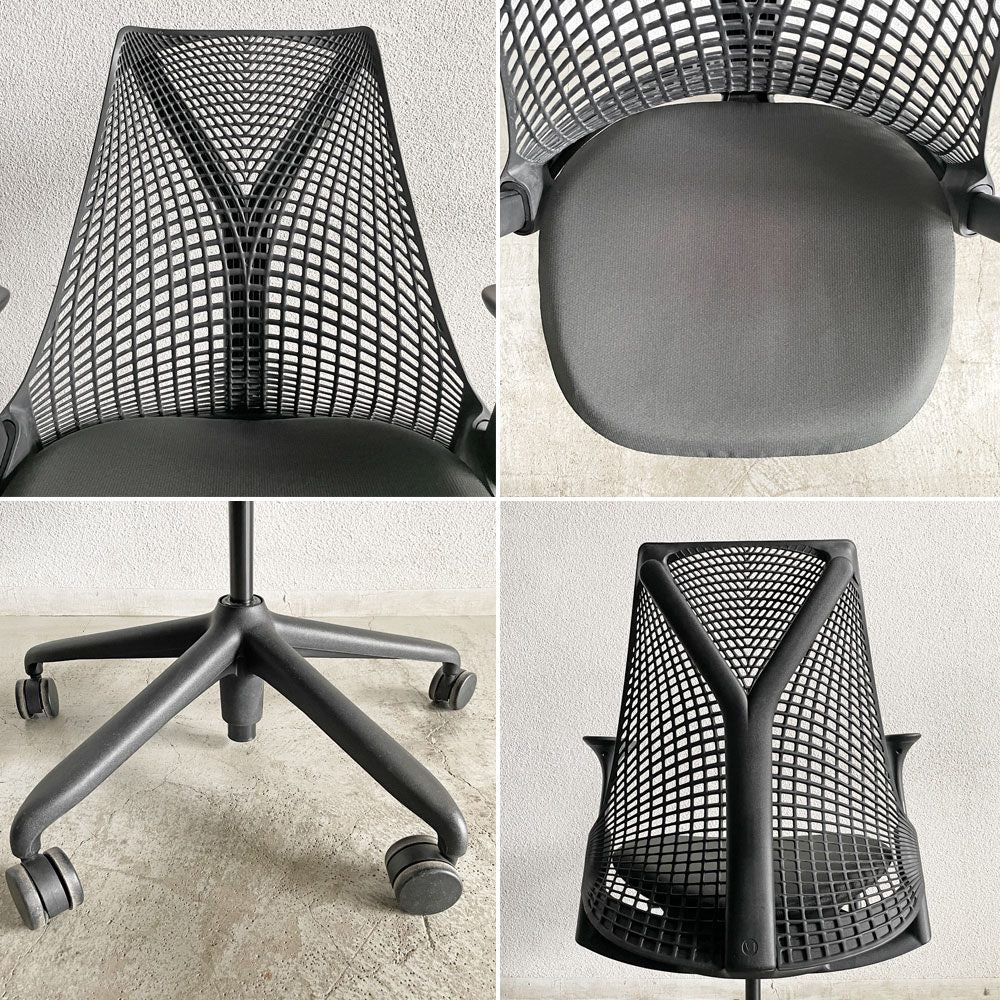 ハーマンミラー Herman Miller セイルチェア SAYL CHAIR デスクチェア オフィスチェア ブラック ミドルバック イヴ・ベアール 2016年製 旧モデル 〓